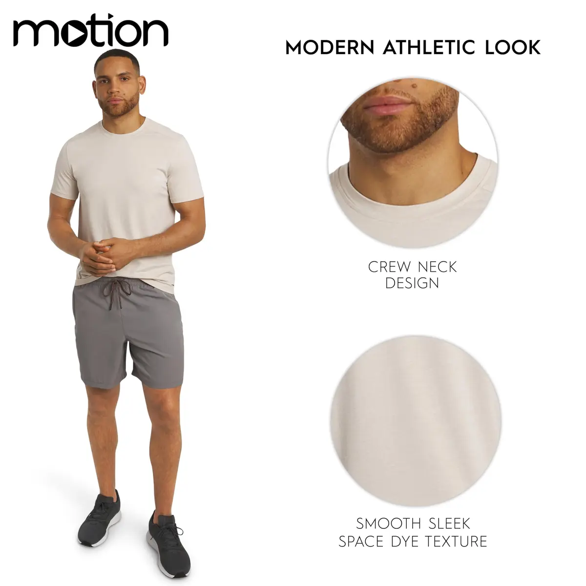 Motion Men's Slim Fit Tee Active Performance Super Soft Stretchable T-Shirt, Bone, Large | Lightweight, breathable, support for active men - view 5