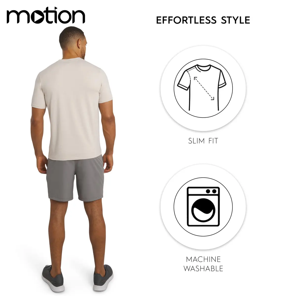 Motion Men's Slim Fit Tee Active Performance Super Soft Stretchable T-Shirt, Bone, Large | Lightweight, breathable, support for active men - view 6