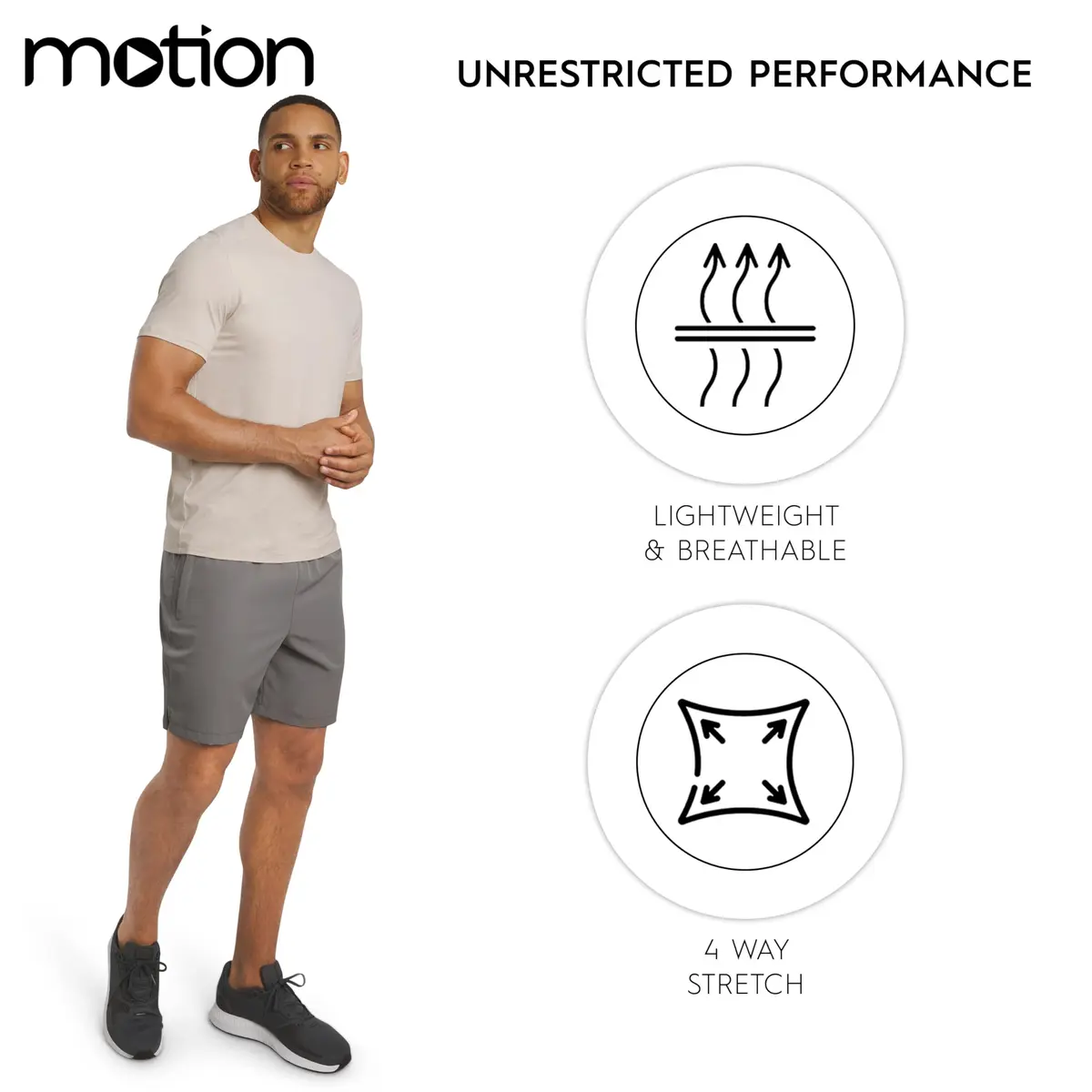 Motion Men's Slim Fit Tee Active Performance Super Soft Stretchable T-Shirt, Bone, Large | Lightweight, breathable, support for active men - view 3