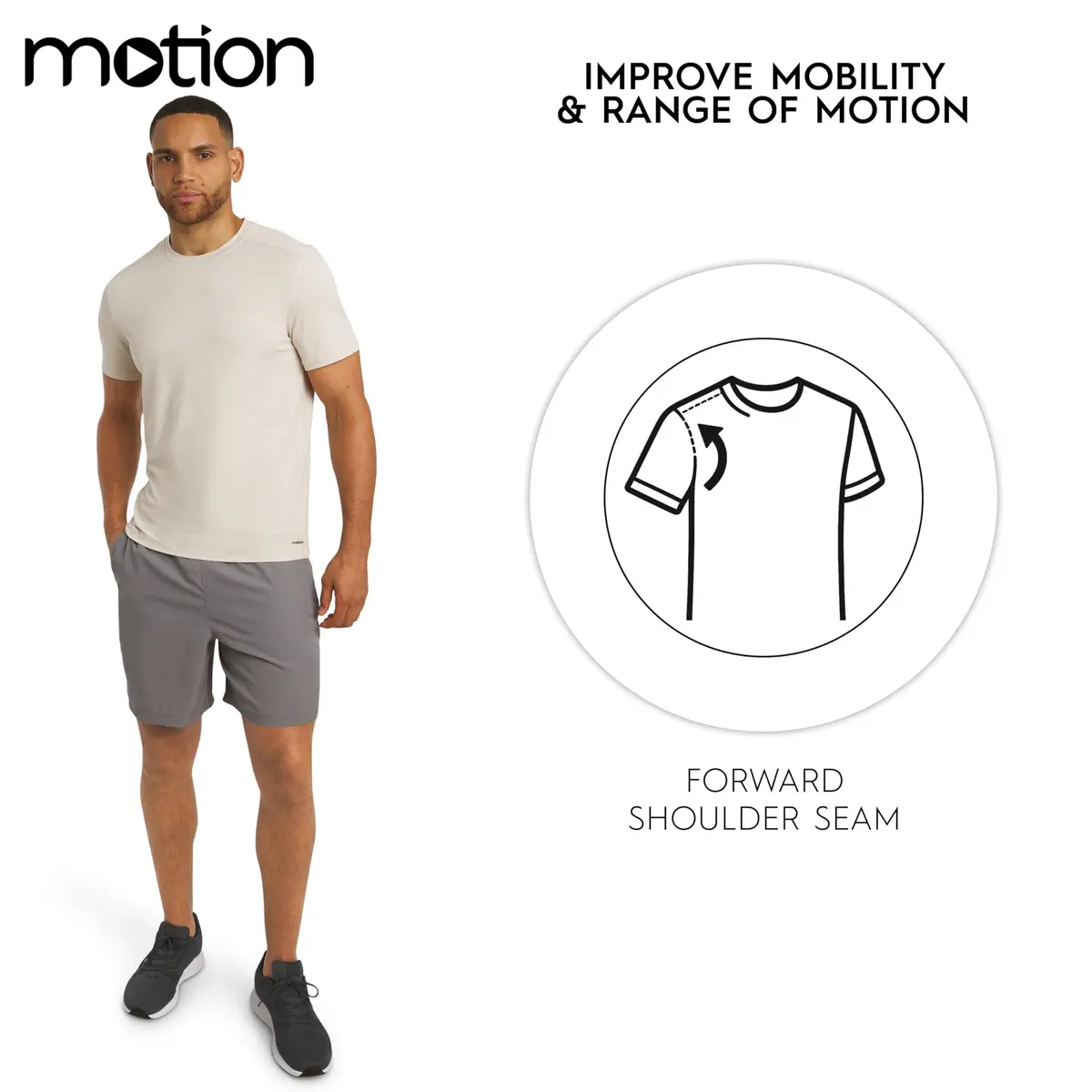 Motion Men's Slim Fit Tee Active Performance Super Soft Stretchable T-Shirt, Bone, Large | Lightweight, breathable, support for active men - view 4
