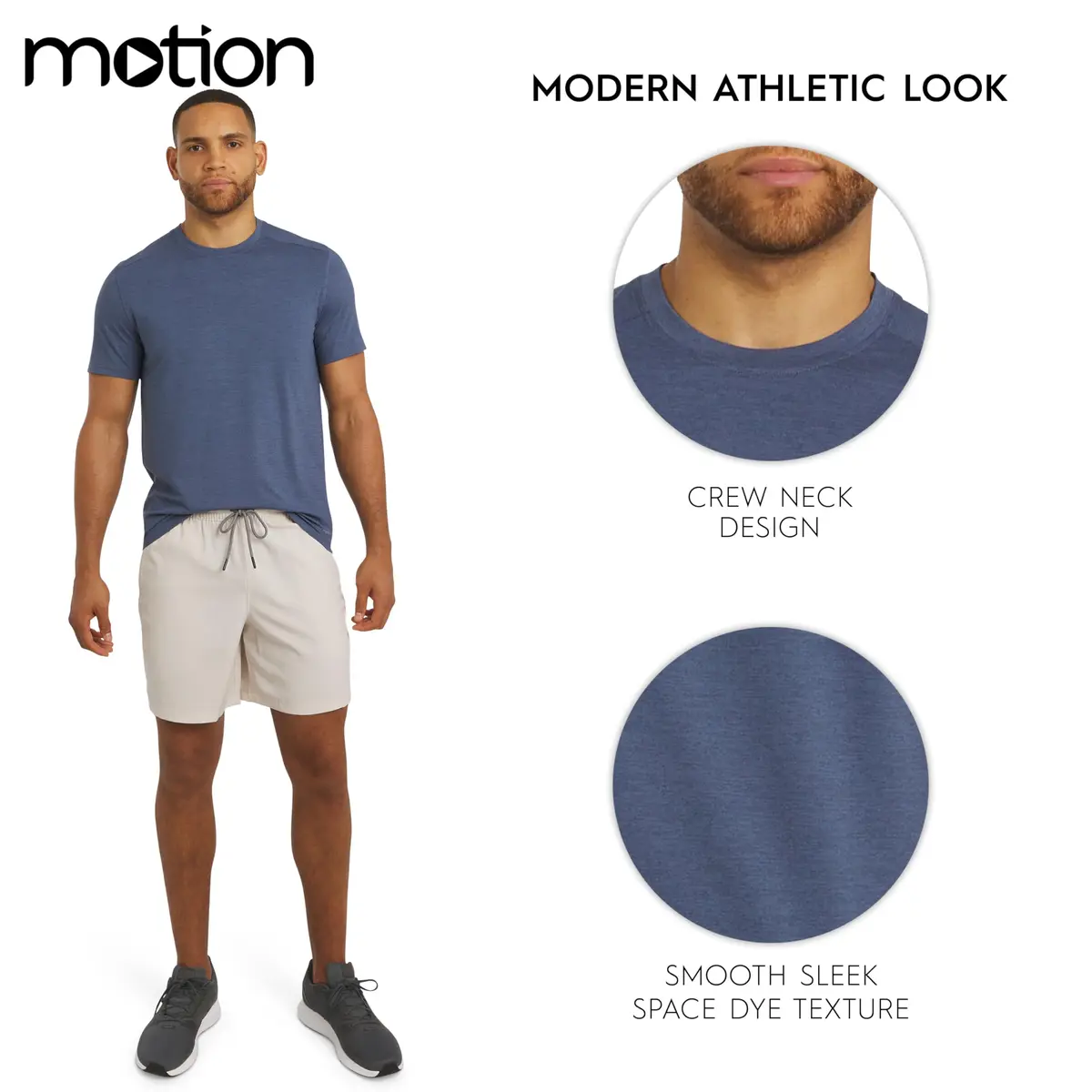 Motion Men's Slim Fit Tee Active Performance Super Soft Stretchable T-Shirt, Vintage Indigo, Large | Lightweight, Breathable & Flex Support - view 5