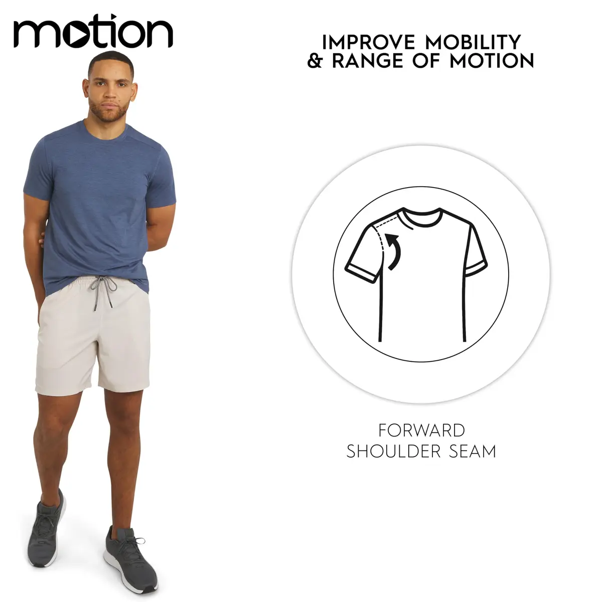 Motion Men's Slim Fit Tee Active Performance Super Soft Stretchable T-Shirt, Vintage Indigo, Large | Lightweight, Breathable & Flex Support - view 4