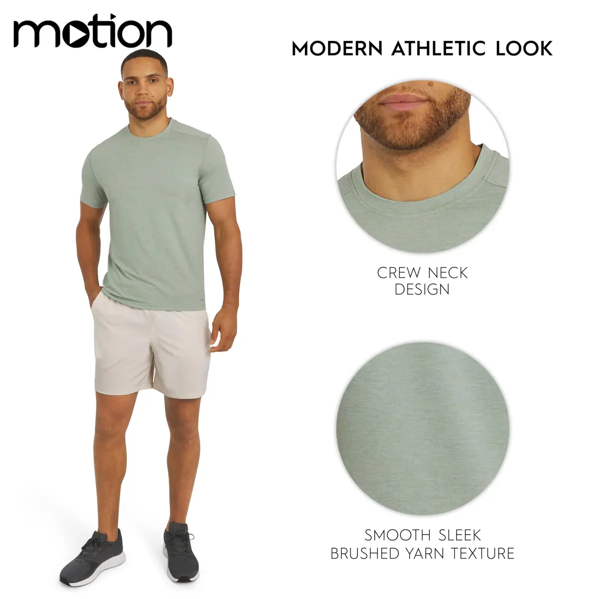 Motion Men's Slim Fit Tee Active Performance and Everyday Super Soft Stretchable T-Shirt, Dusty Palm, Medium - view 5