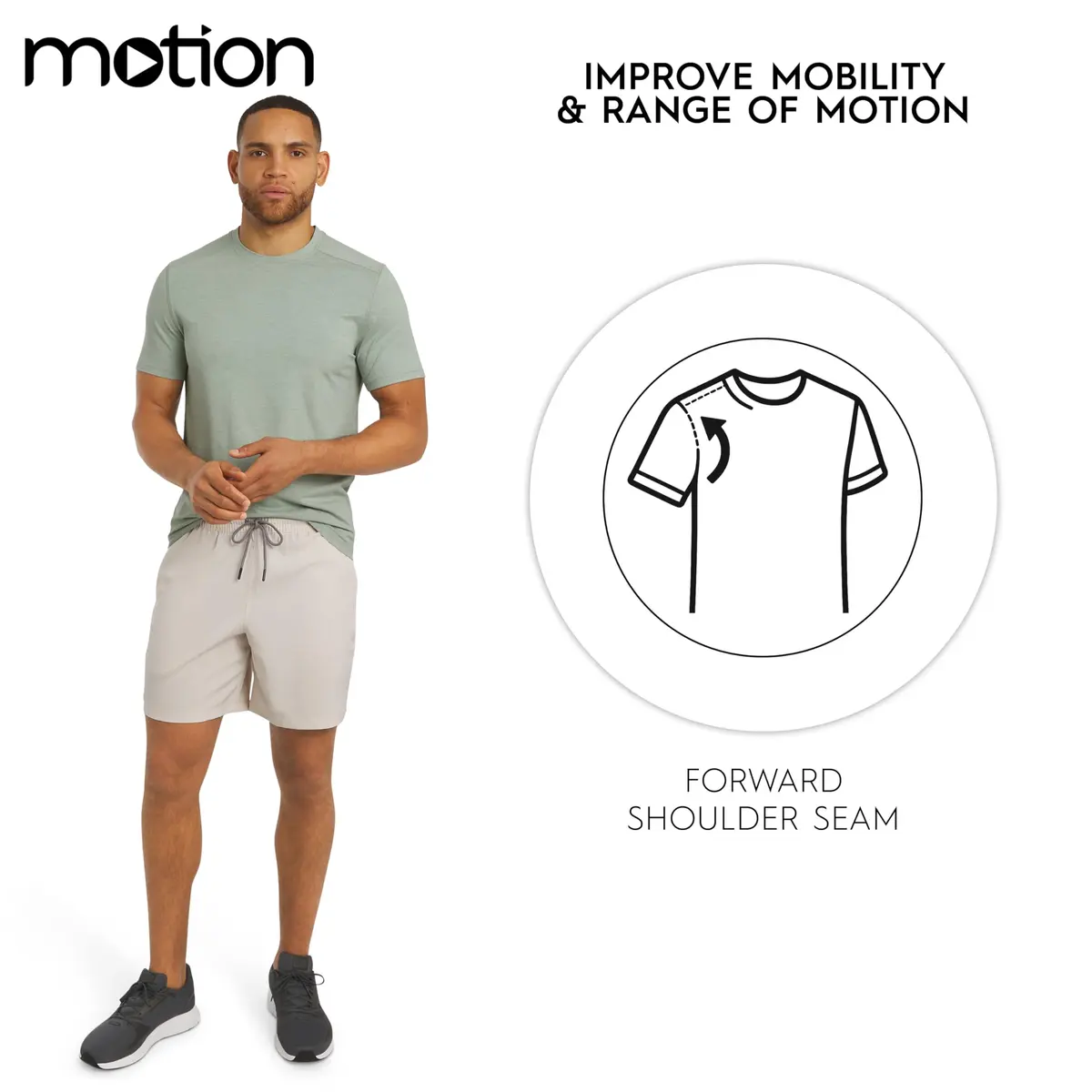 Motion Men's Slim Fit Tee Active Performance and Everyday Super Soft Stretchable T-Shirt, Dusty Palm, Medium - view 4