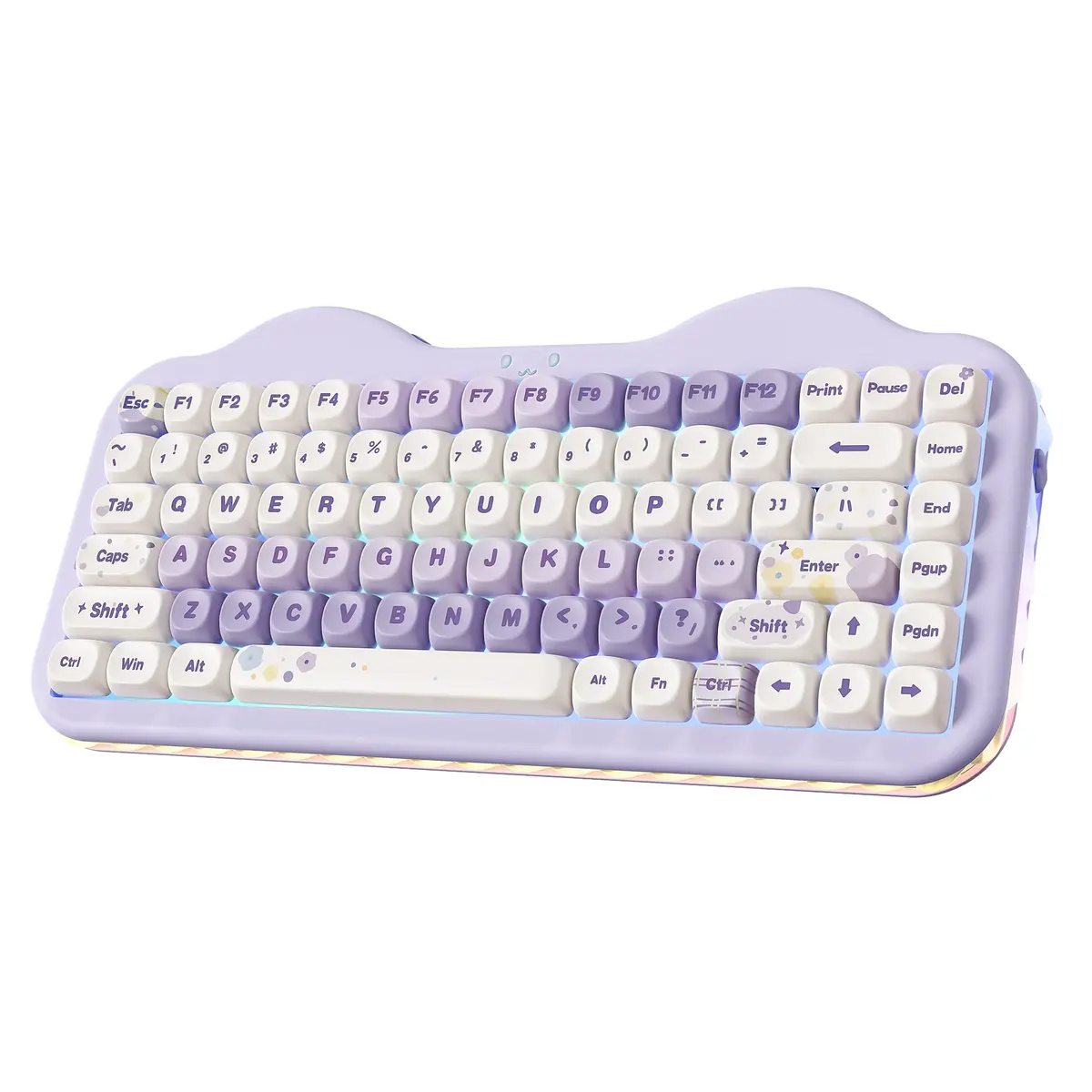 YUNZII C75 Cute 75% Wireless Mechanical Keyboard Purple Milk V2 Switch | 84-Key Compact Layout with RGB Backlighting - main product image