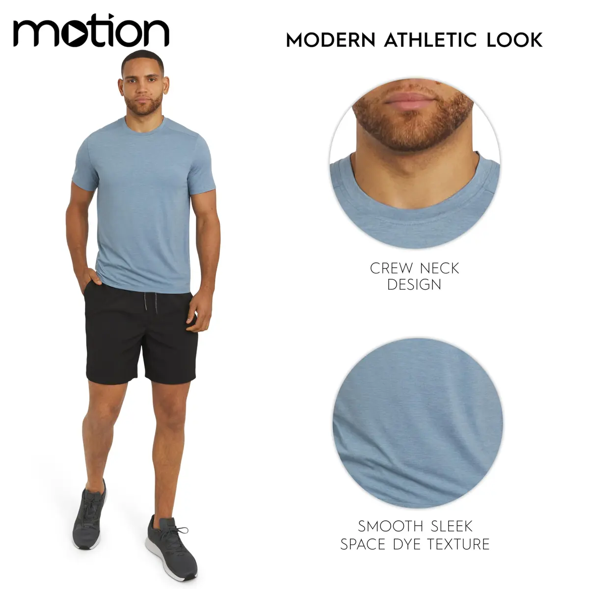 Motion Men's Slim Fit Tee Active Performance Super Soft Stretchable T-Shirt, Belgian Blue - view 5