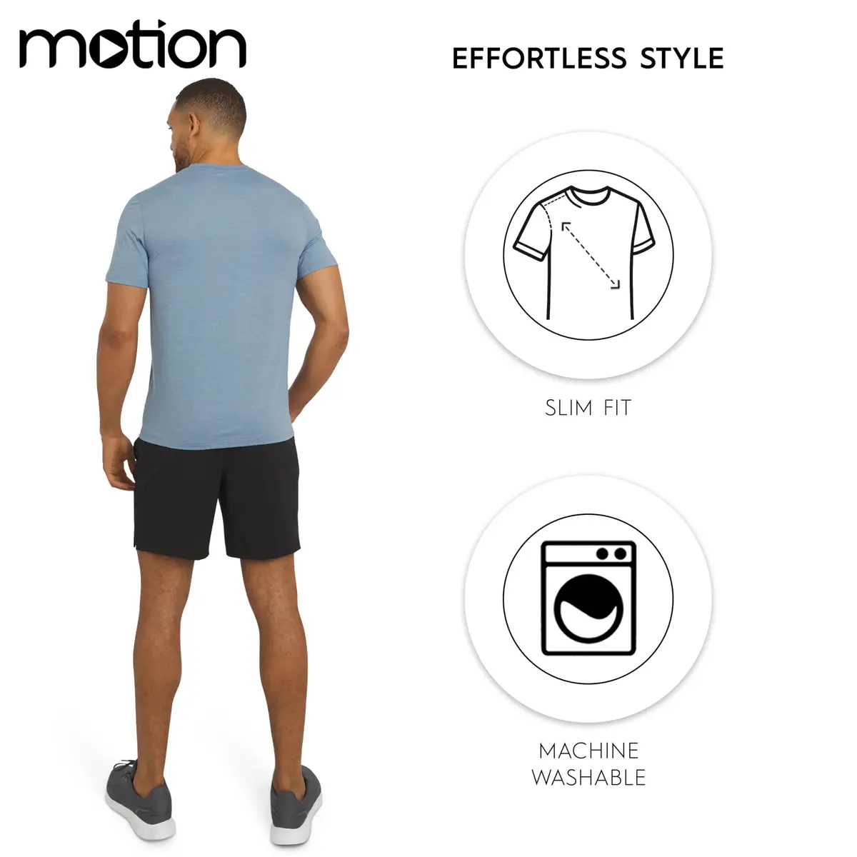 Motion Men's Slim Fit Tee Active Performance Super Soft Stretchable T-Shirt, Belgian Blue - view 6