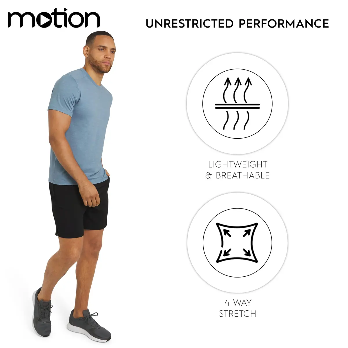 Motion Men's Slim Fit Tee Active Performance Super Soft Stretchable T-Shirt, Belgian Blue - view 3