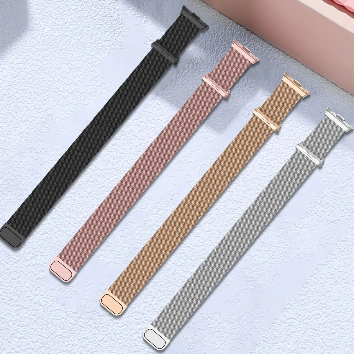 KONXISA Metal Mesh Watch Band for Google Pixel Watch 5/4/3 45mm, Silver | Magnetic Clasp, Stainless Steel - view 7