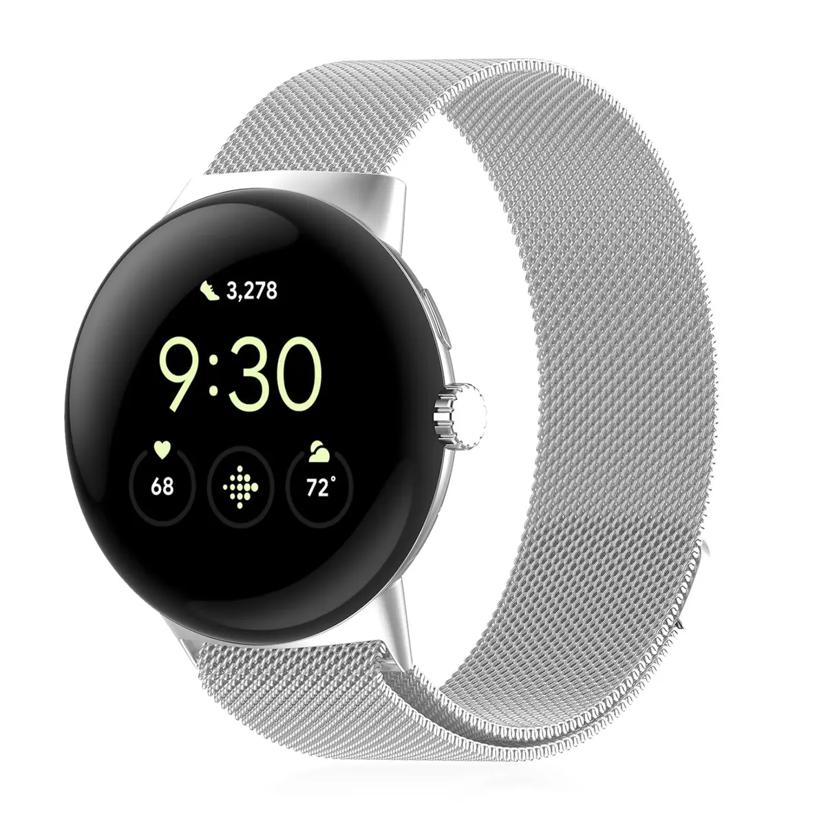 KONXISA Silver Stainless Steel Mesh Watch Band for Google Pixel Watch 5/4/3/2/1 41mm | Magnetic Closure - main product image