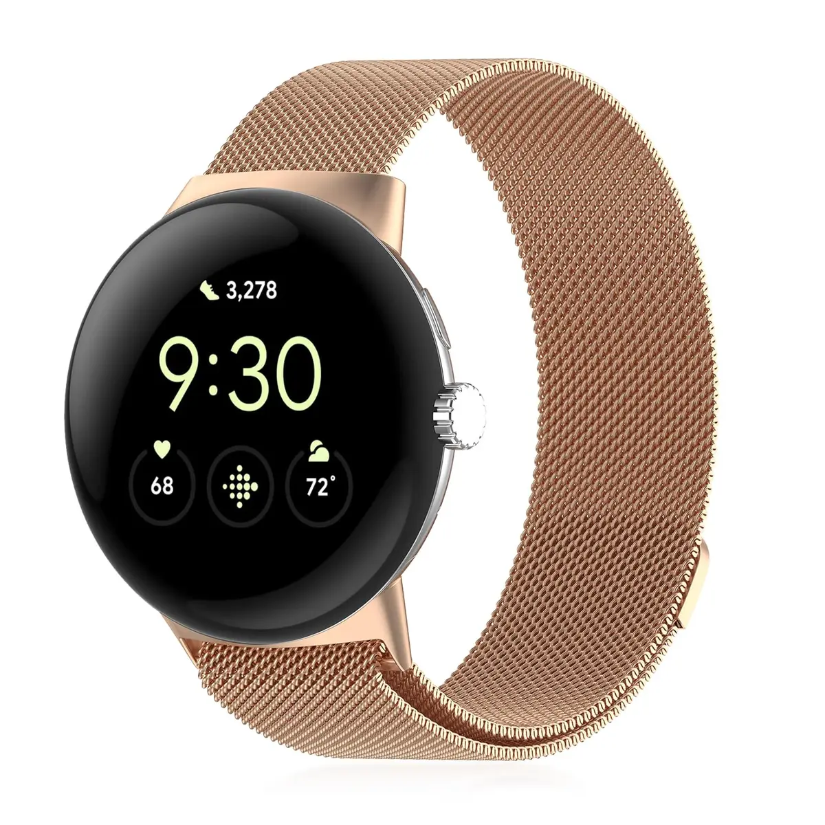 KONXISA Metal Mesh Watch Band for Google Pixel Watch 5/4/3 45mm, Rose Gold | Magnetic Closure, 22mm Width - main product image