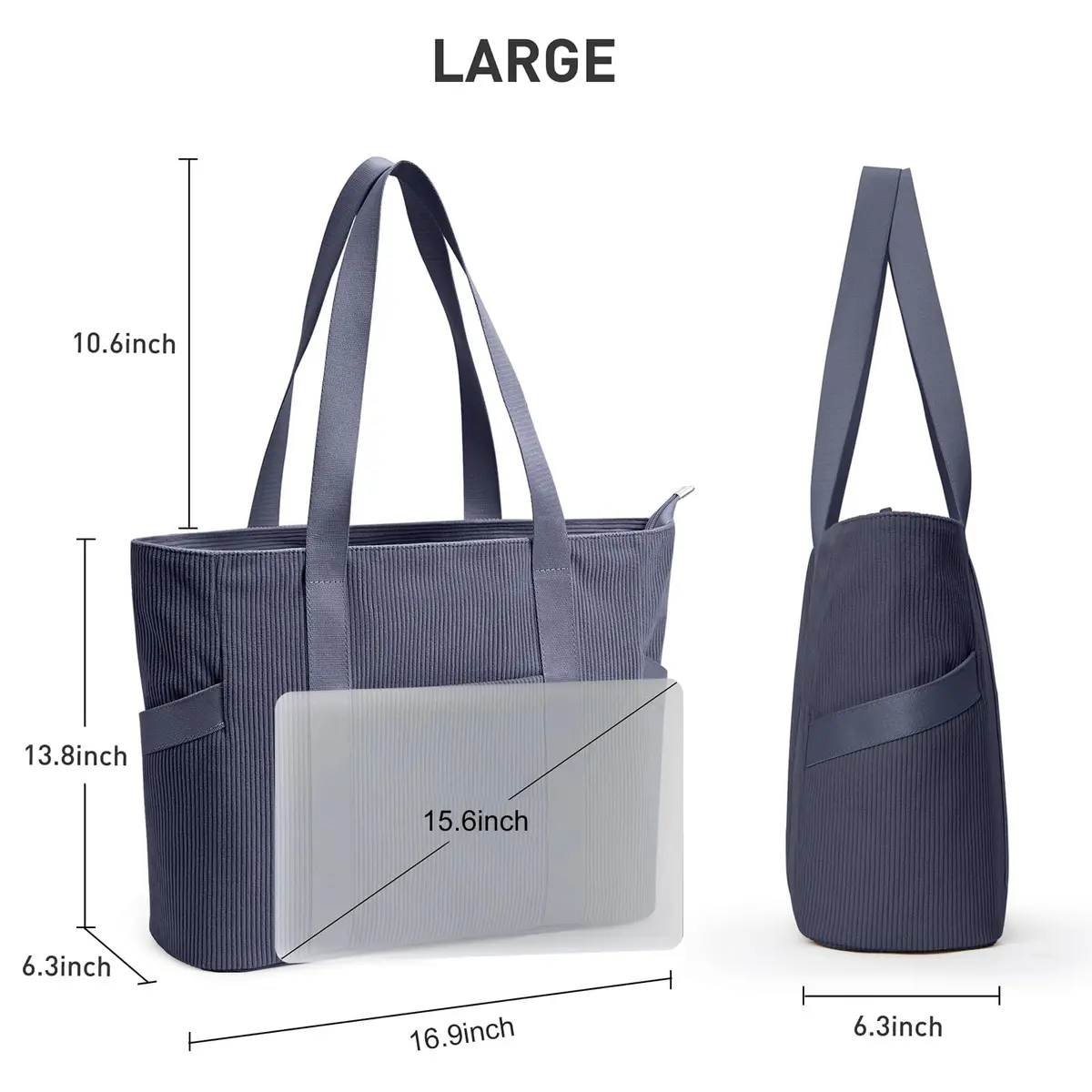 DIXEIGHT Tote Bag for Women, Large Corduroy Capacity | Water-Resistant & Versatile (70-120 chars) - view 4