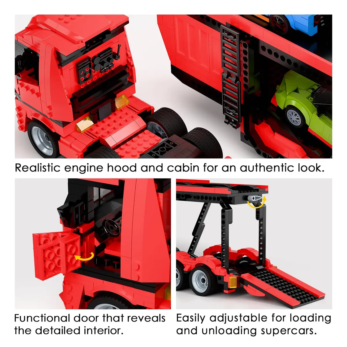 TG BLOCKS Micro Brick Car Transporter with 3 Sports Cars Building Set | 1736 PCS | Educational STEM Toy for Kids 3-12 - view 3