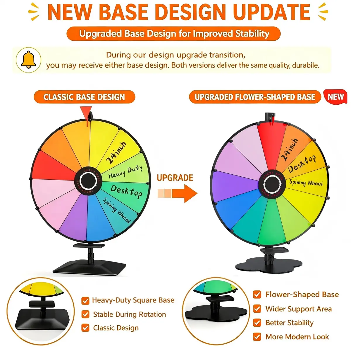 ORWOD 24-inch Tabletop Spinning Prize Wheel with Heavy-Duty Metal Stand | 12 Dry Erase Prize Slots - view 7