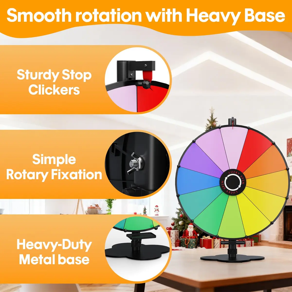ORWOD 24-inch Tabletop Spinning Prize Wheel with Heavy-Duty Metal Stand | 12 Dry Erase Prize Slots - view 3