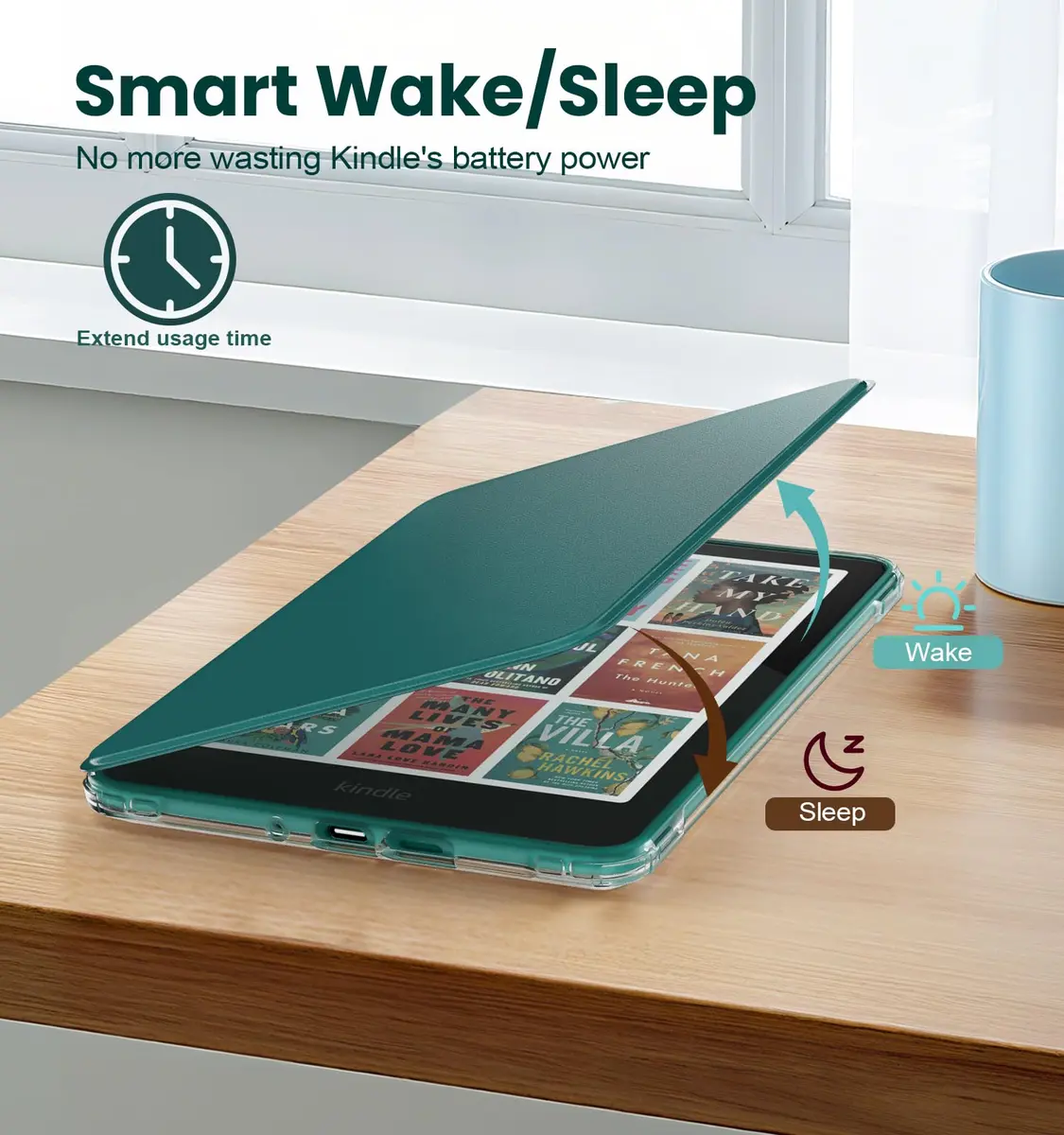 MoKo Magnetic Case for 7" Kindle Paperwhite 12th Gen & Colorsoft | Waterproof, Auto Wake/Sleep, Lightweight Jade Green - view 7