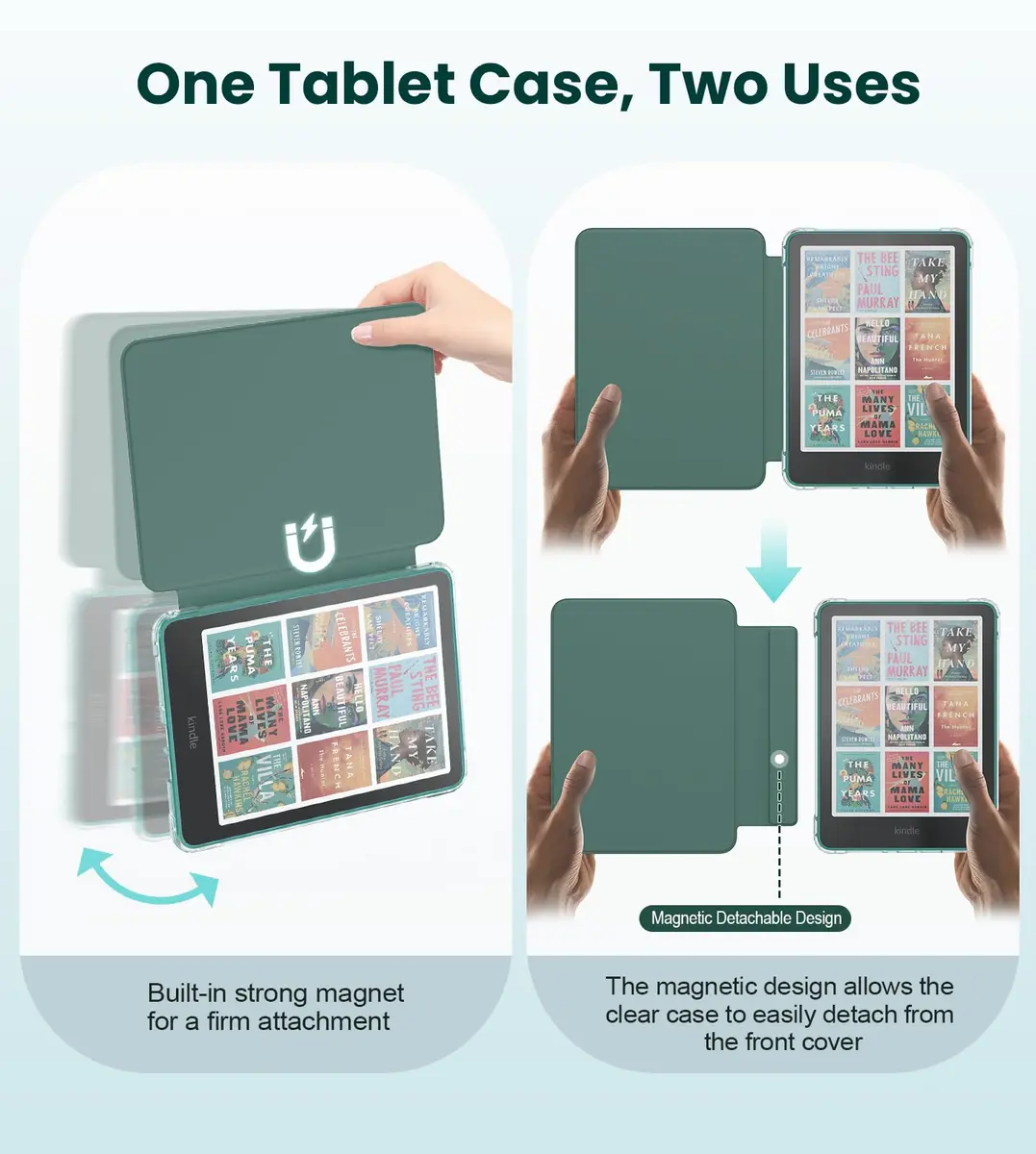 MoKo Magnetic Case for 7" Kindle Paperwhite 12th Gen & Colorsoft | Waterproof, Auto Wake/Sleep, Lightweight Jade Green - view 3