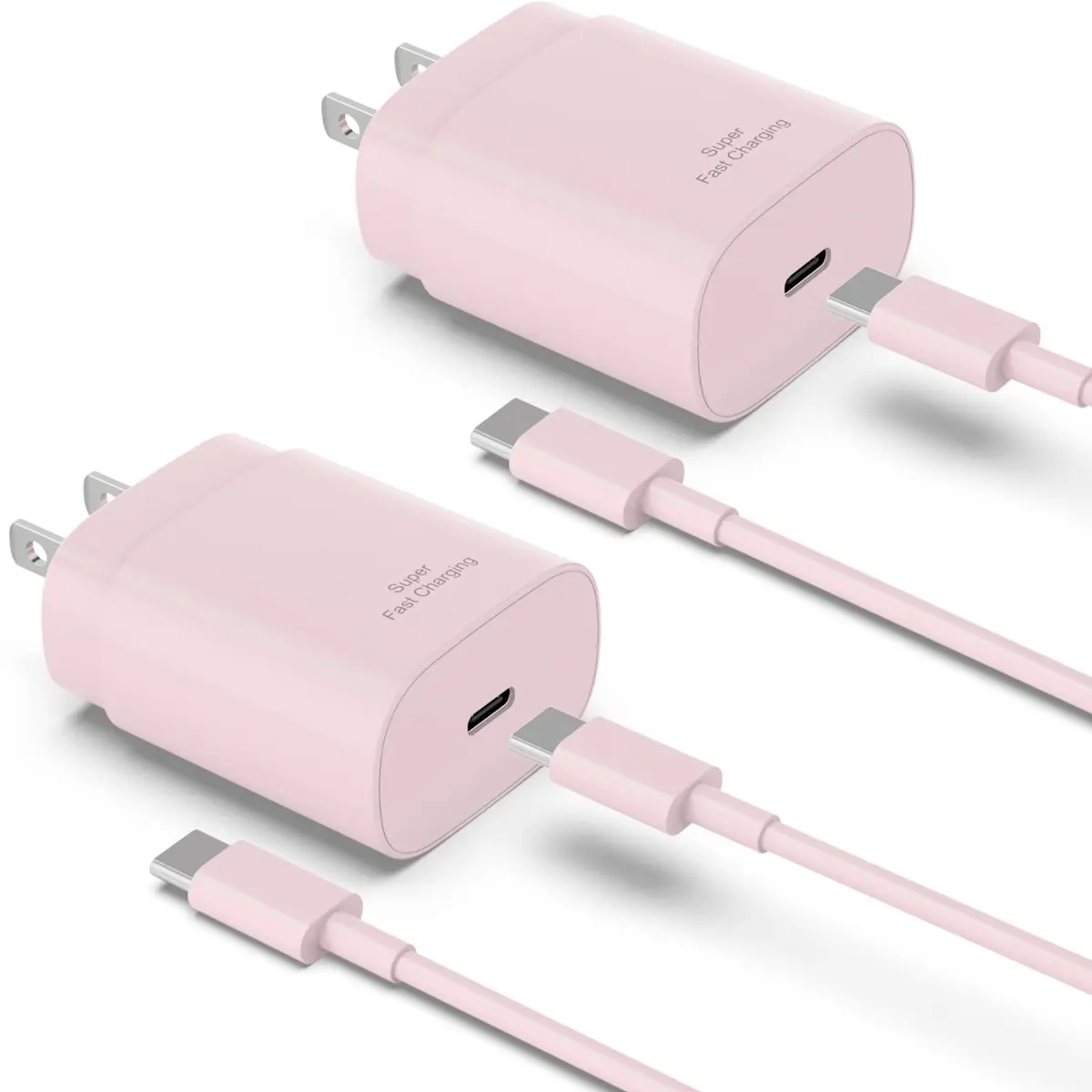 Qntry Type C Charger Fast Charging 2-Pack 25W | Super Fast USB C Adapter with 6Ft Cable for Samsung, Pixel, iPhone - main product image