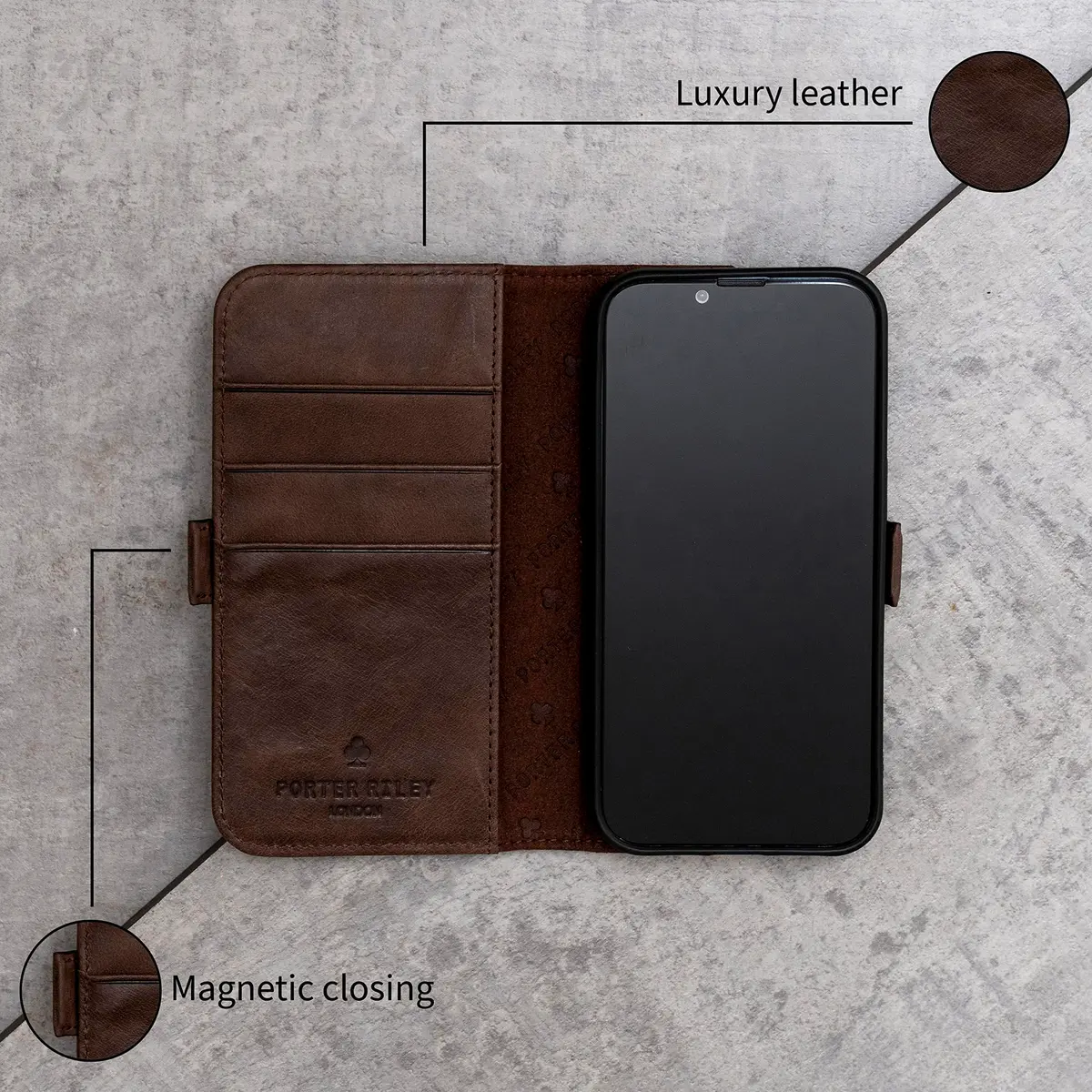 Porter Riley Leather Wallet Case for iPhone 18 Pro Max & 17 Pro Max | Genuine Leather, Card Slots & 360° Protection - view 3