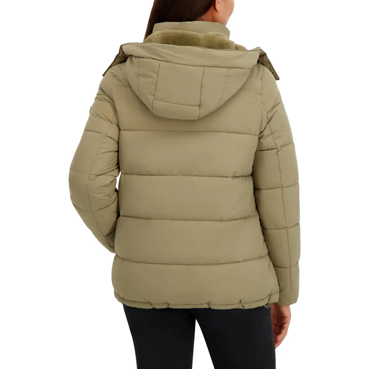 HFX Women's Stretch Removable Hood Puffer Jacket, Moss Green, Large | Water-Resistant, Recycled Insulation - view 3