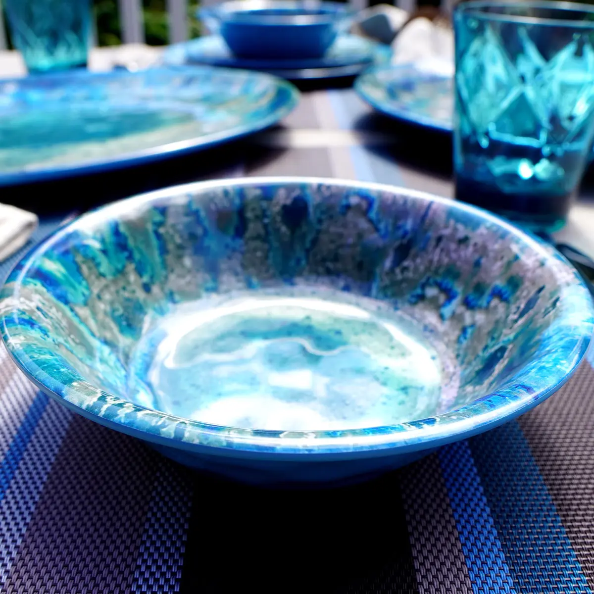 Certified International Radiance Teal Melamine 7.5" All Purpose Bowl | Deep Break-Resistant, Dishwasher Safe, Coastal Style (Pack of 12) - view 5