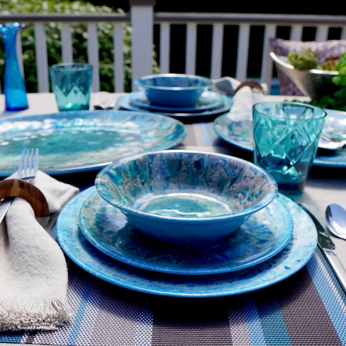 Certified International Radiance Teal Melamine 7.5" All Purpose Bowl | Deep Break-Resistant, Dishwasher Safe, Coastal Style (Pack of 12) - view 3