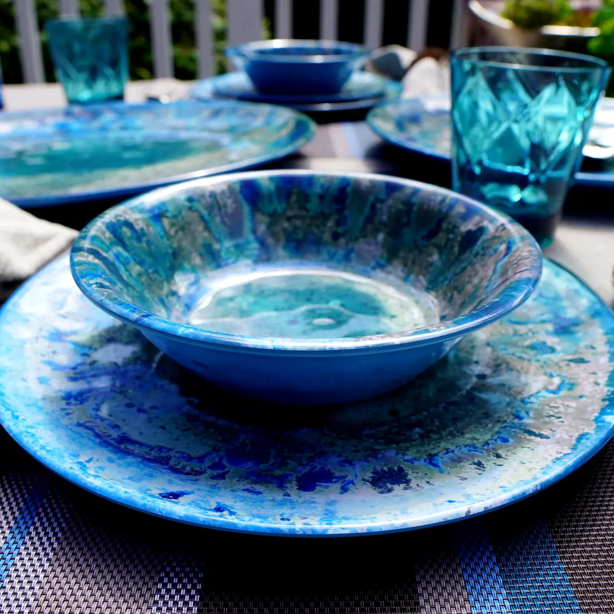 Certified International Radiance Teal Melamine 7.5" All Purpose Bowl | Deep Break-Resistant, Dishwasher Safe, Coastal Style (Pack of 12) - view 4