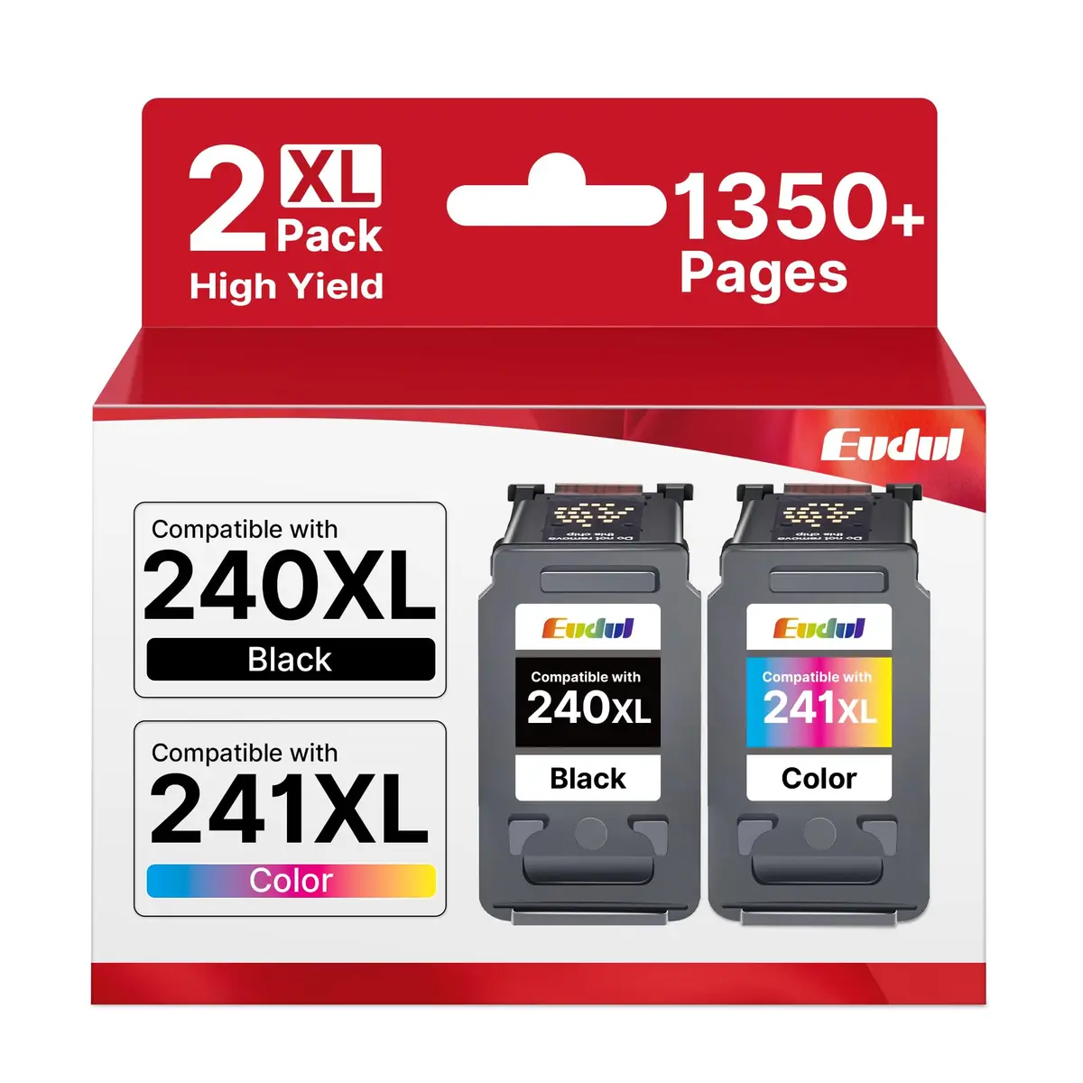 Eudul PG-240 XL & CL-241 XL Ink Cartridges for Canon | High Page Yield, Smart Chips, Compatible with PIXMA MG & MX Series - main product image