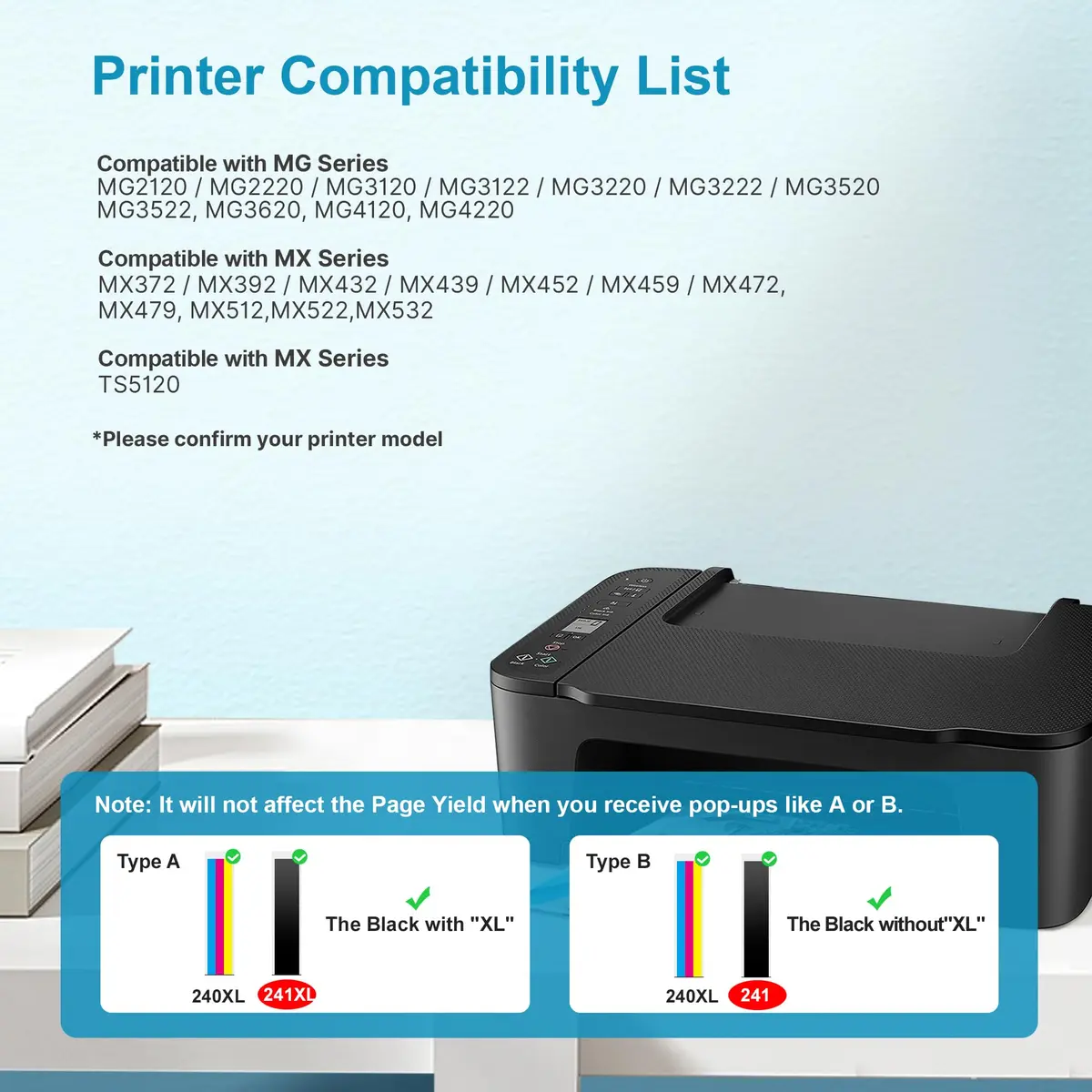 Eudul PG-240 XL & CL-241 XL Ink Cartridges for Canon | High Page Yield, Smart Chips, Compatible with PIXMA MG & MX Series - view 2