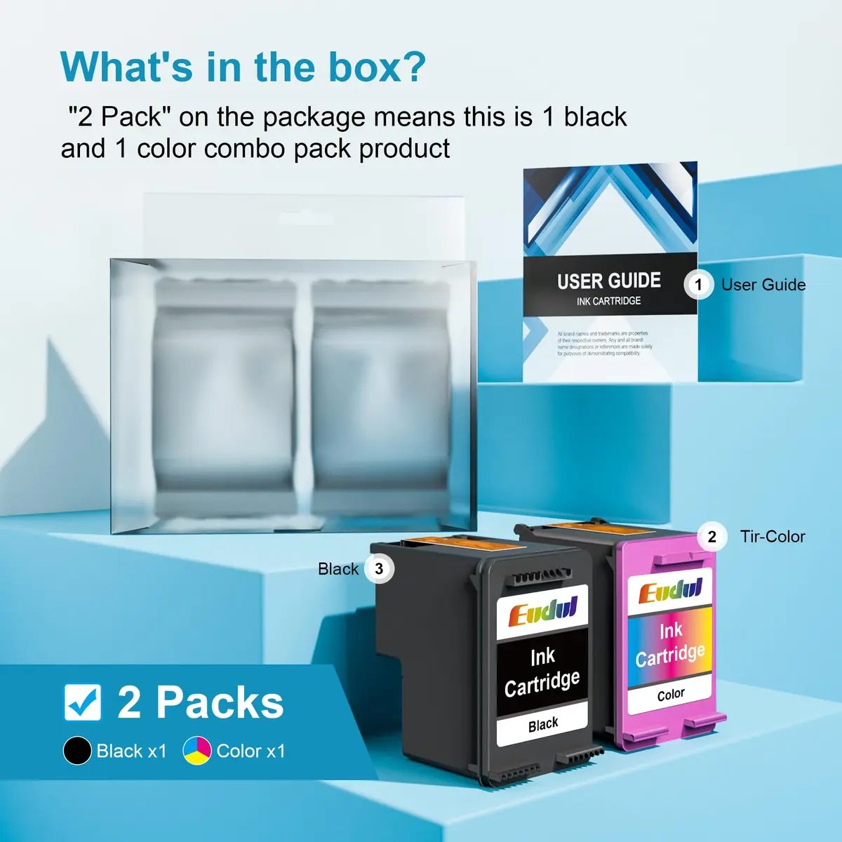 Eudul PG-240 XL & CL-241 XL Ink Cartridges for Canon | High Page Yield, Smart Chips, Compatible with PIXMA MG & MX Series - view 3