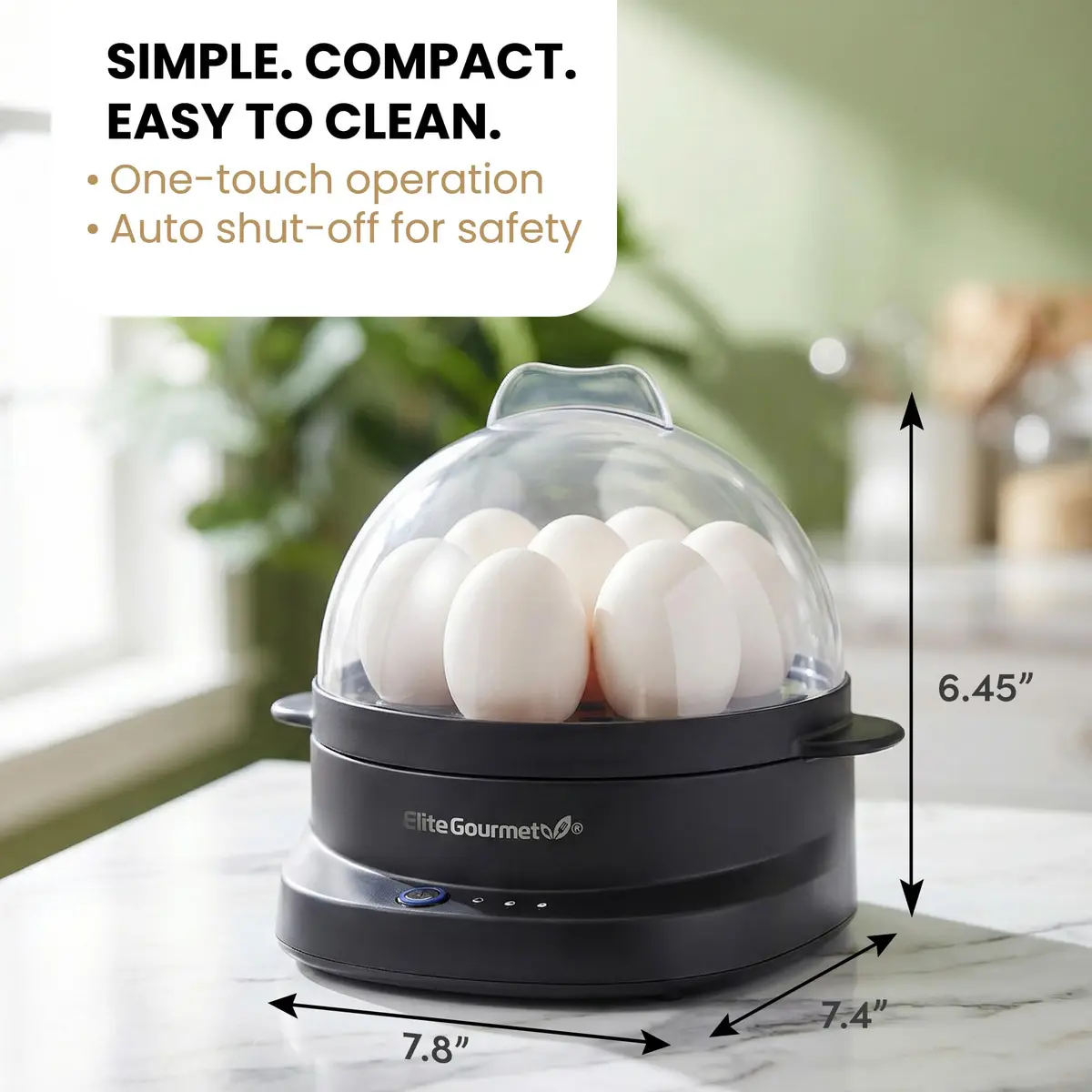 Elite Gourmet 7-Egg Electric Egg Cooker | Voice Alerts & Auto Shut-Off for Perfect Boiled Eggs - view 5