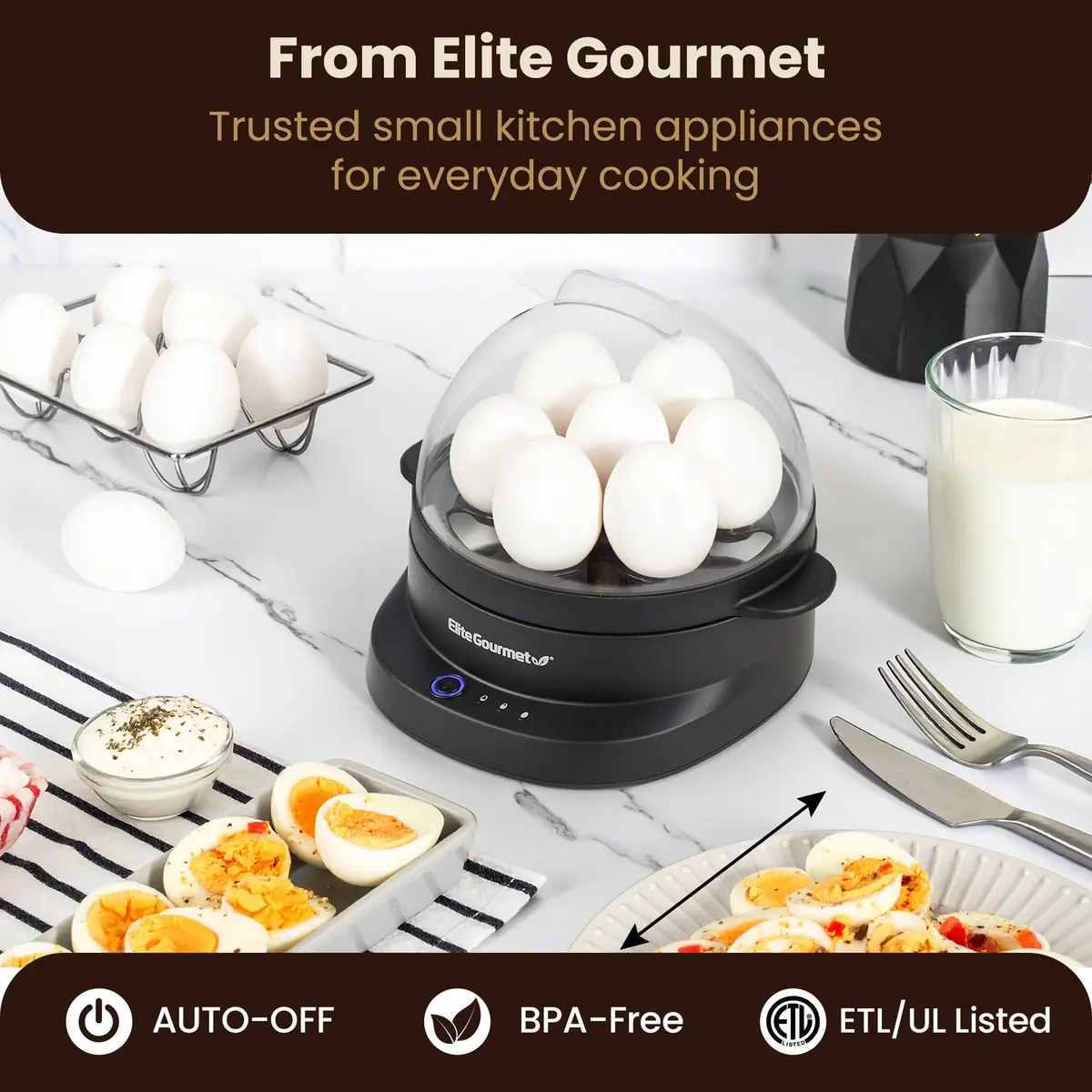 Elite Gourmet 7-Egg Electric Egg Cooker | Voice Alerts & Auto Shut-Off for Perfect Boiled Eggs - view 6