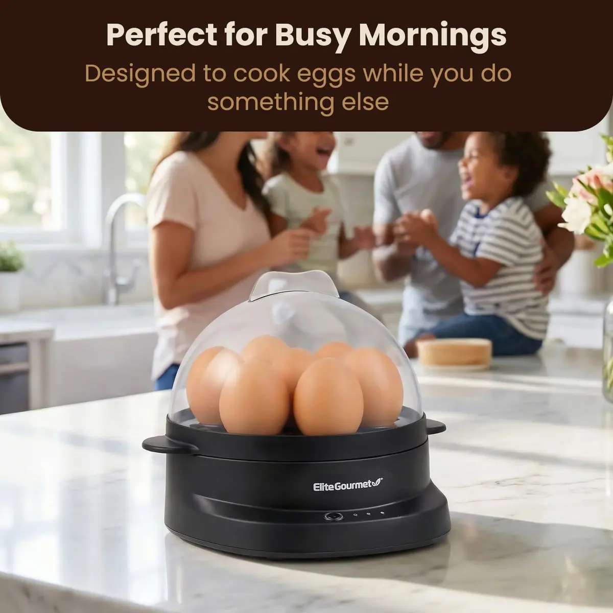 Elite Gourmet 7-Egg Electric Egg Cooker | Voice Alerts & Auto Shut-Off for Perfect Boiled Eggs - view 7