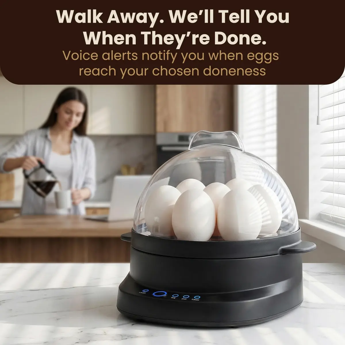 Elite Gourmet 7-Egg Electric Egg Cooker | Voice Alerts & Auto Shut-Off for Perfect Boiled Eggs - view 2