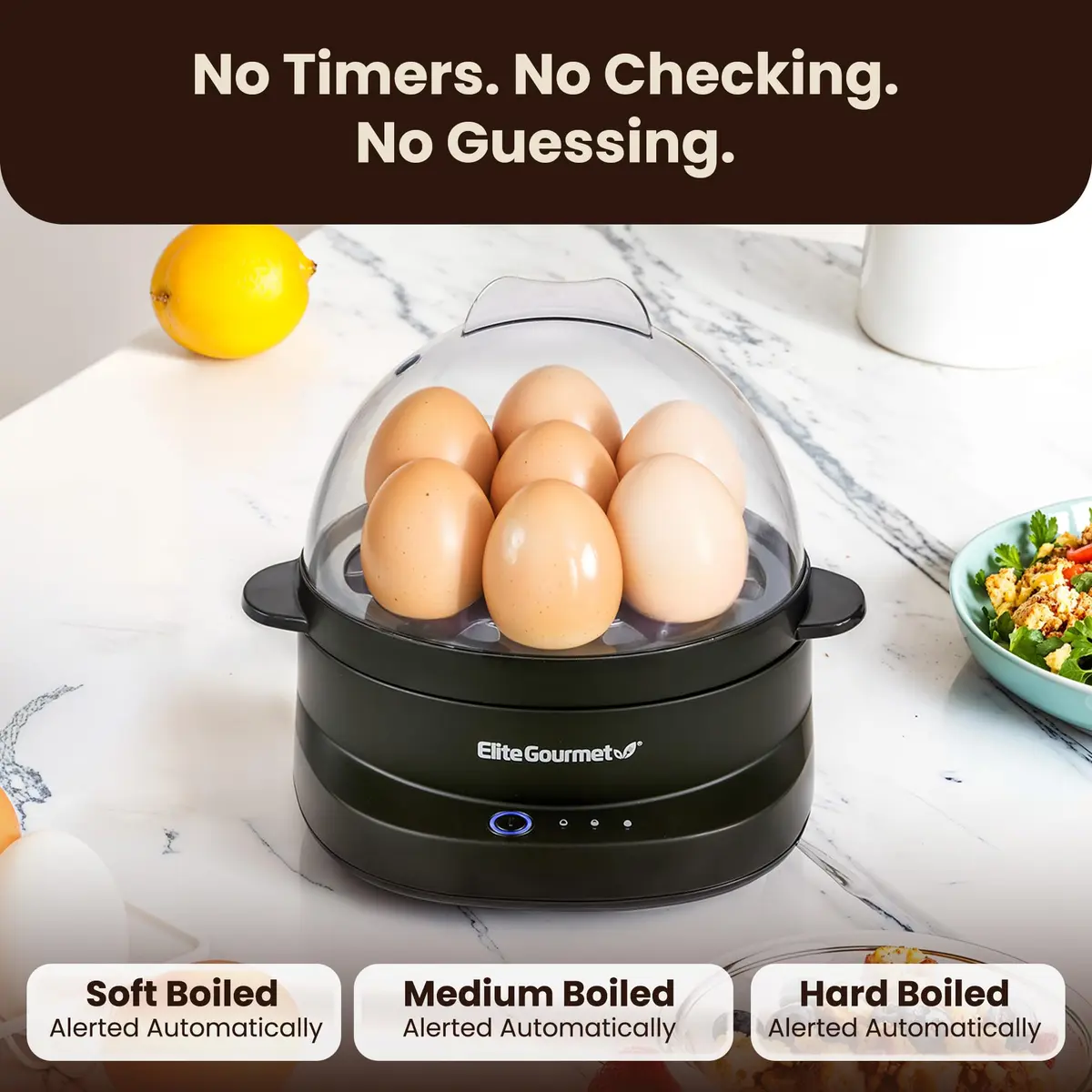 Elite Gourmet 7-Egg Electric Egg Cooker | Voice Alerts & Auto Shut-Off for Perfect Boiled Eggs - view 3