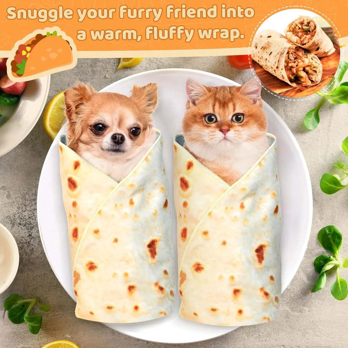 MASHDE 31.5" Tortilla Shape Blanket Cat Grooming Wrap for Cutting Nails | Soft Microfibre Restraint & Grooming Kit - view 2