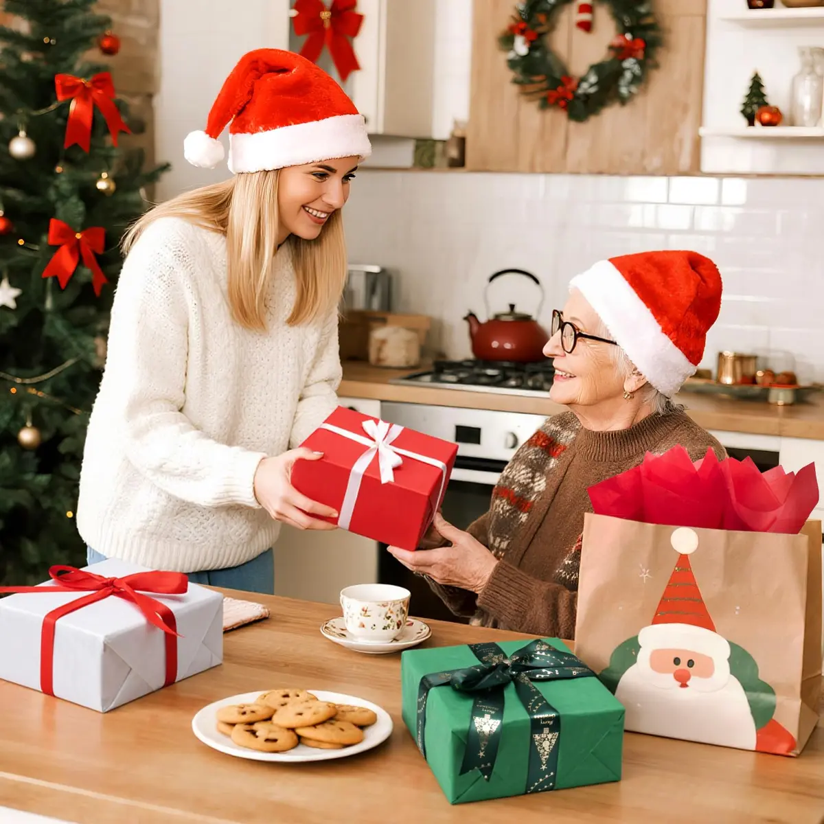 Simetufy Christmas Tissue Paper for Gift Bags 360 Sheets (20 x 30 Inches) | Red, Green, White Bulk Pack - view 2