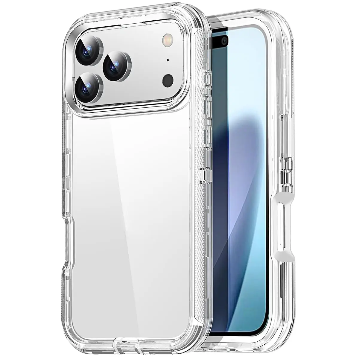 AICase iPhone 17 Pro Case Clear 3 in 1 Heavy Duty Drop Protection | Rugged Shockproof Dust Proof - main product image