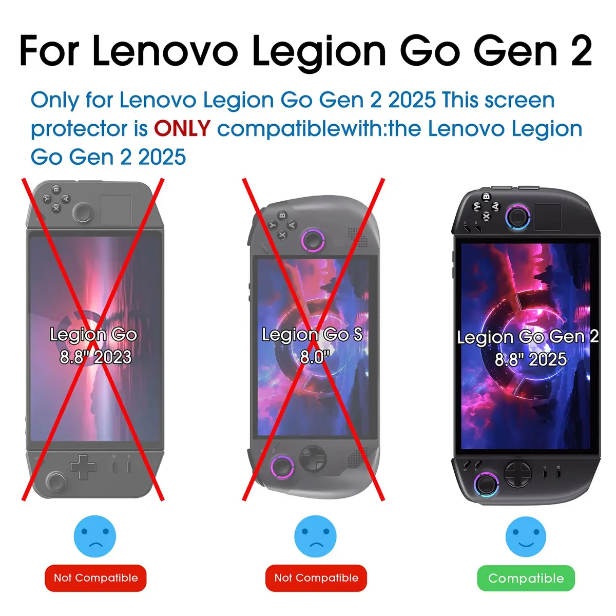amFilm Screen Protector for Lenovo Legion Go Gen 2 8.8'' Handheld 2025 | 2 Pack Tempered Glass Full Coverage - view 2