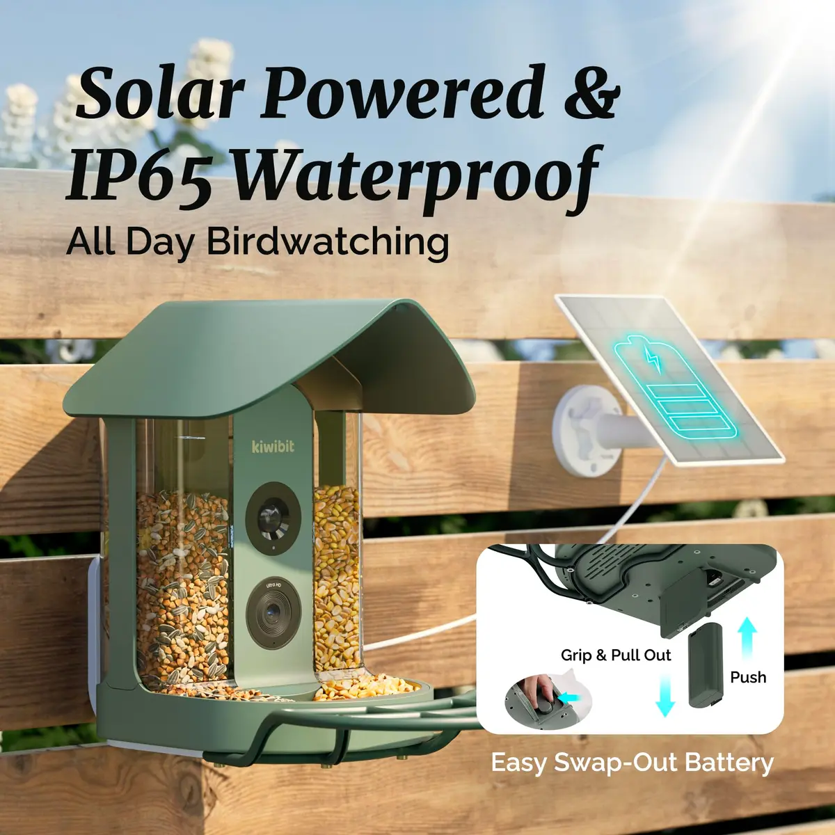 Kiwibit Bird Feeder with 4K Camera | Smart Wildlife Birdwatching Kit, IP65 Waterproof, Solar Powered, 512GB Storage, 4K Ultra HD - view 5