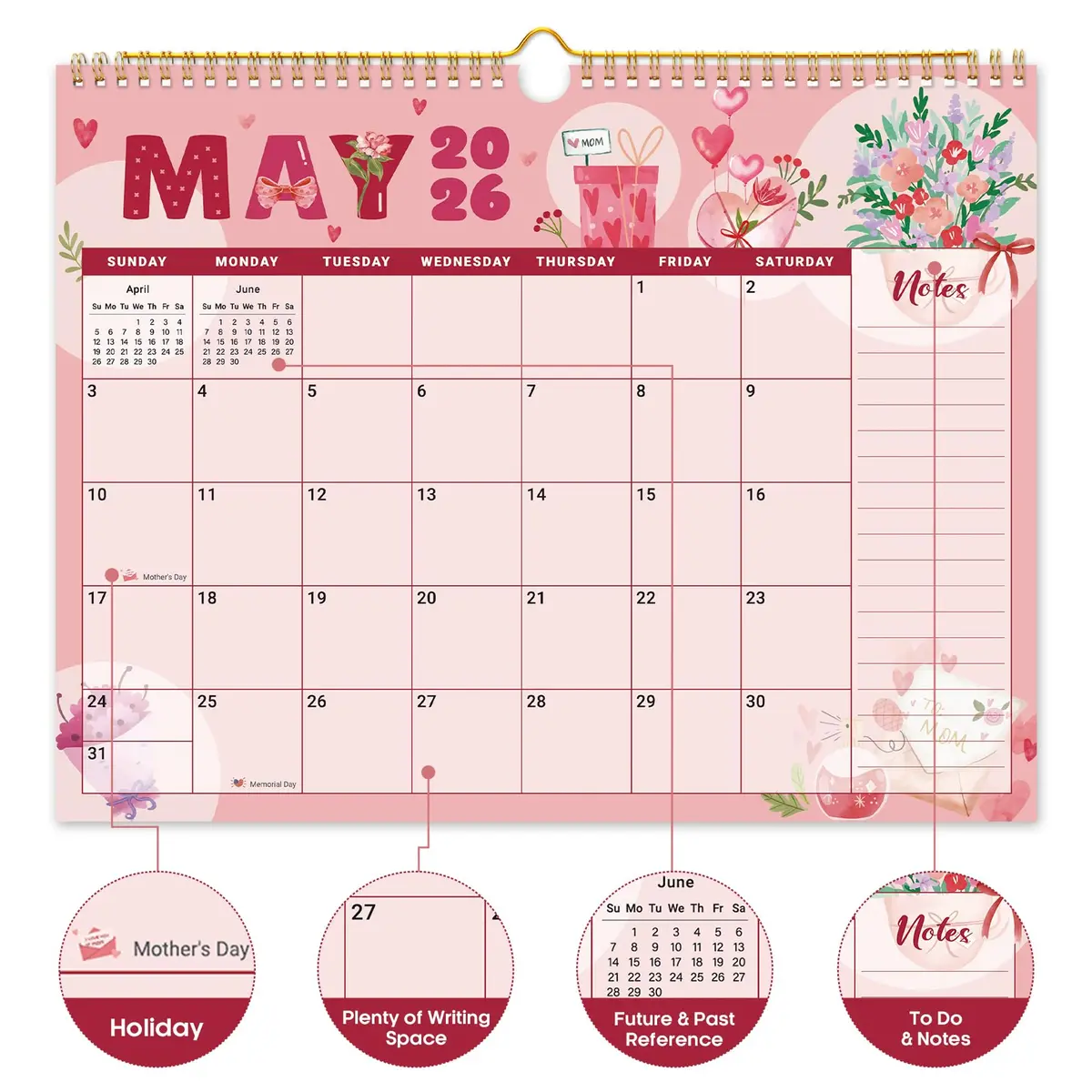 Taja Vivid Festival Wall Calendar 2025-2027 (14.7" x 11.5") | Vibrant Floral Patterns & Gilt Accents - view 2