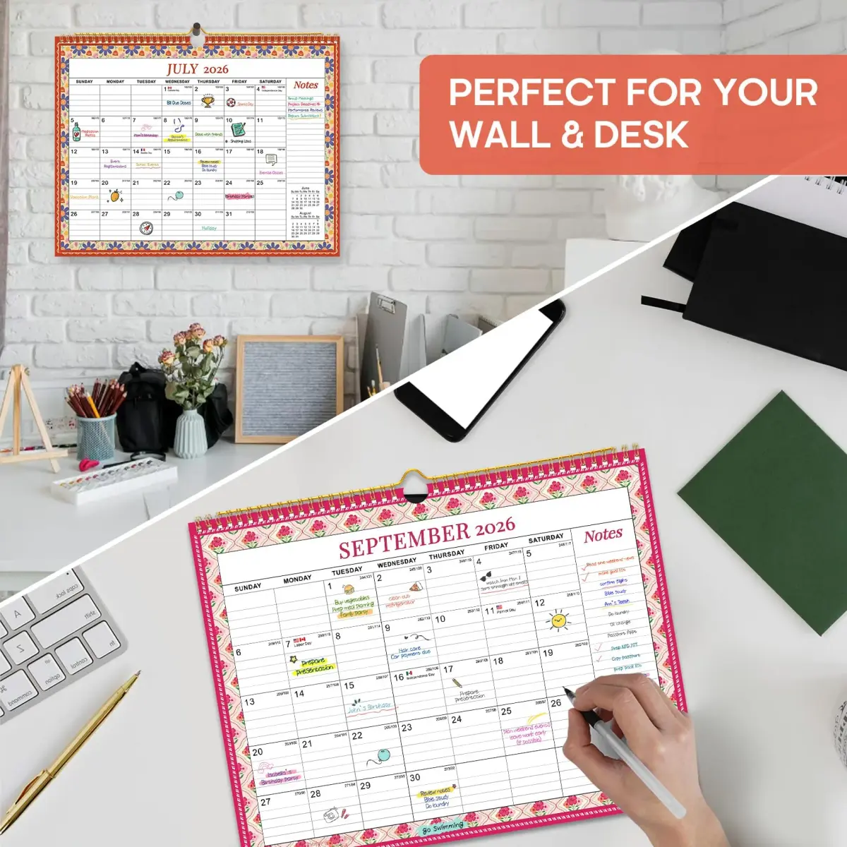 Taja 2026-2027 Wall Calendar 14.7" x 11.5" (36.8 cm x 29.2 cm) | 18-Month Floral Design - view 6