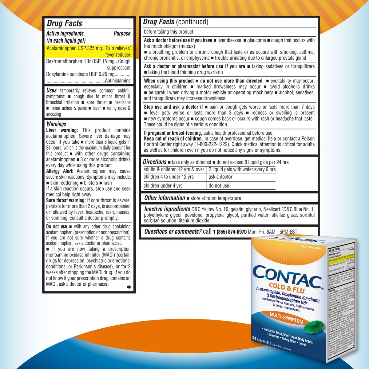 Contac Cold & Flu Multi-Symptom Liquid Gels 24 Count (Pack of 2) | Fast Relief for Adults & Kids 12+ - view 6