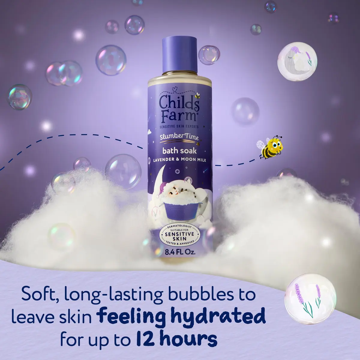 Childs Farm SlumberTime Bath Soak, Lavender & Moon Milk 250ml | Calming & Hydrating for Sensitive Skin - view 5