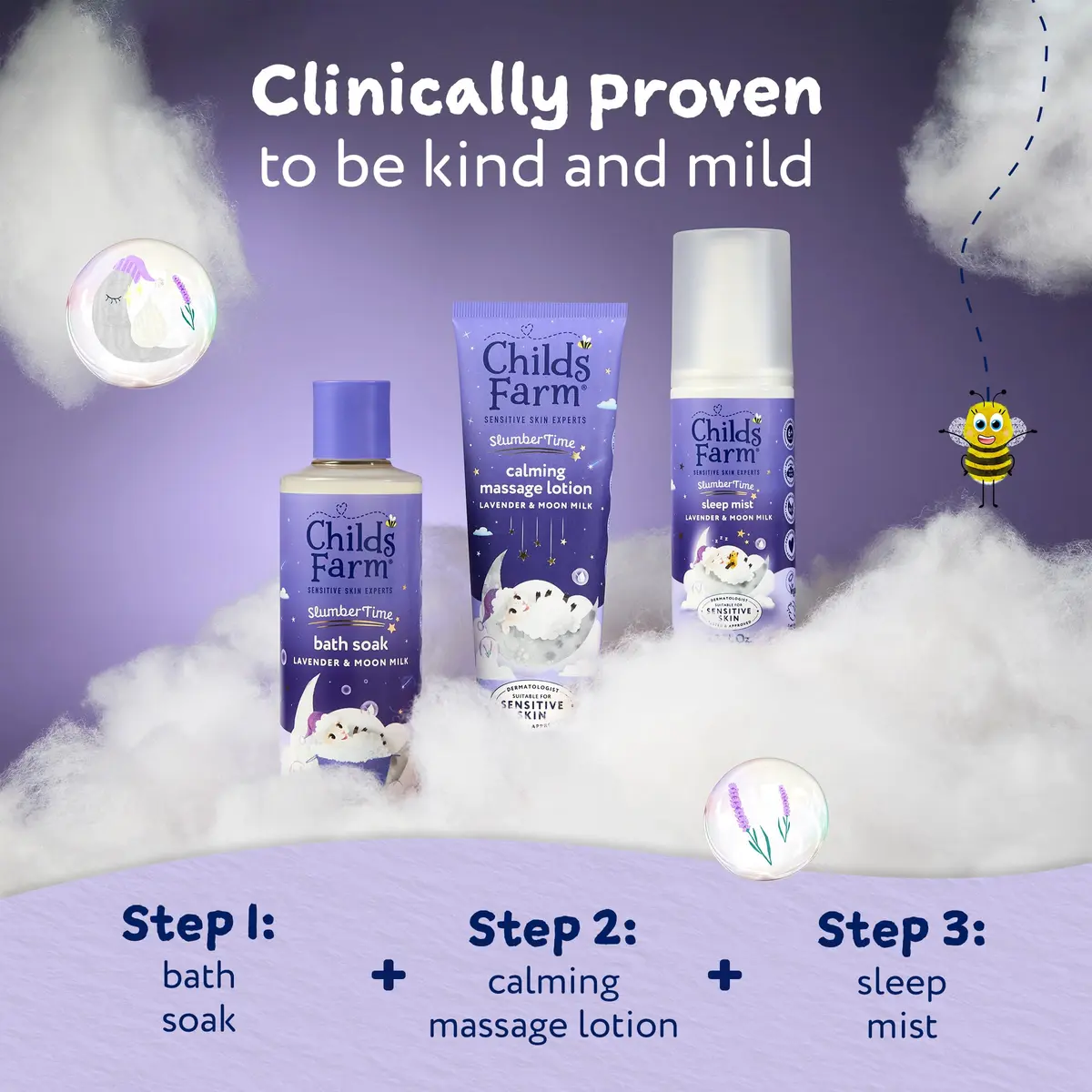 Childs Farm SlumberTime Bath Soak, Lavender & Moon Milk 250ml | Calming & Hydrating for Sensitive Skin - view 6