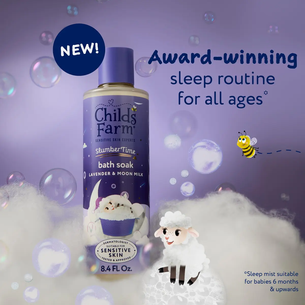 Childs Farm SlumberTime Bath Soak, Lavender & Moon Milk 250ml | Calming & Hydrating for Sensitive Skin - view 2