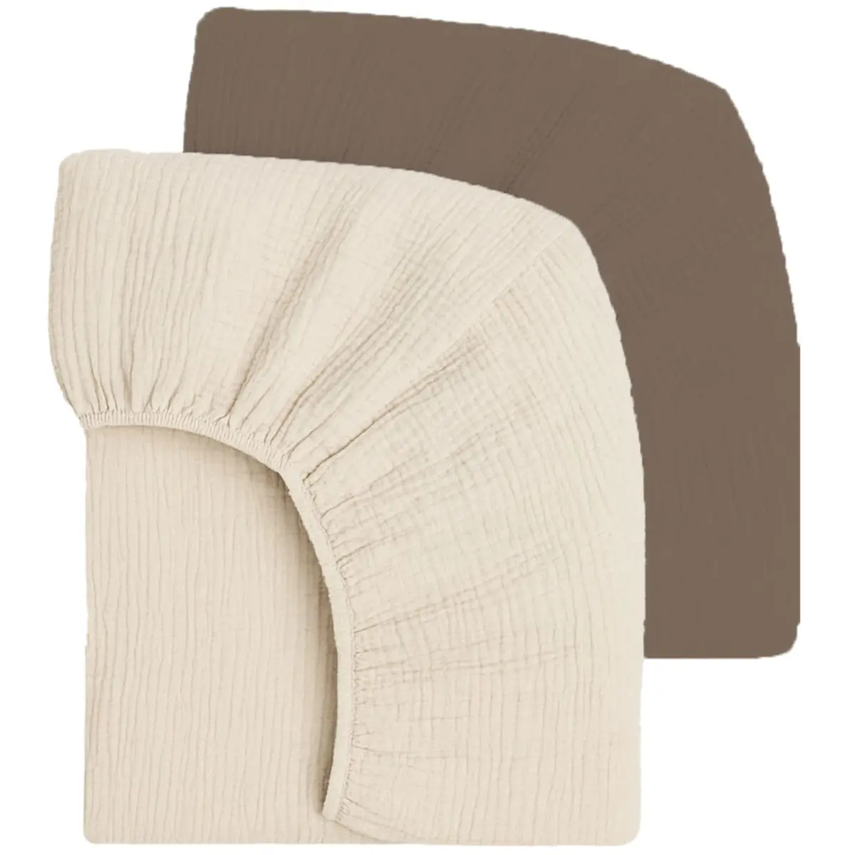Mère & Moi 2 Pack Cotton Muslin Crib Sheets 28x52 | Breathable, Soft & Snug Fit - main product image