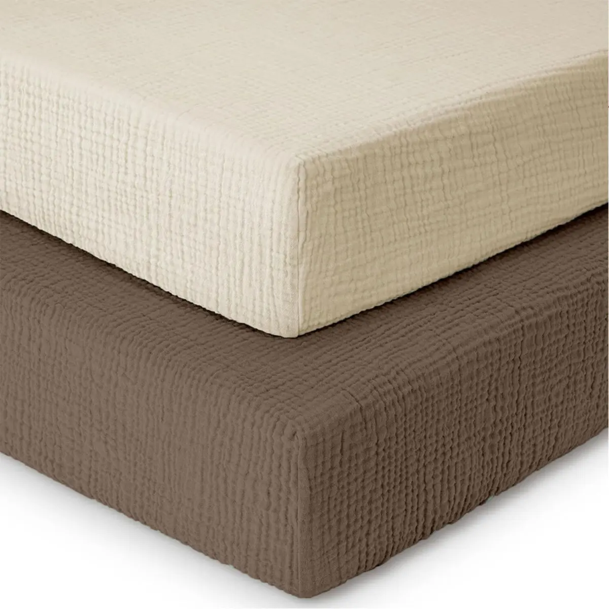 Mère & Moi 2 Pack Cotton Muslin Crib Sheets 28x52 | Breathable, Soft & Snug Fit - view 8