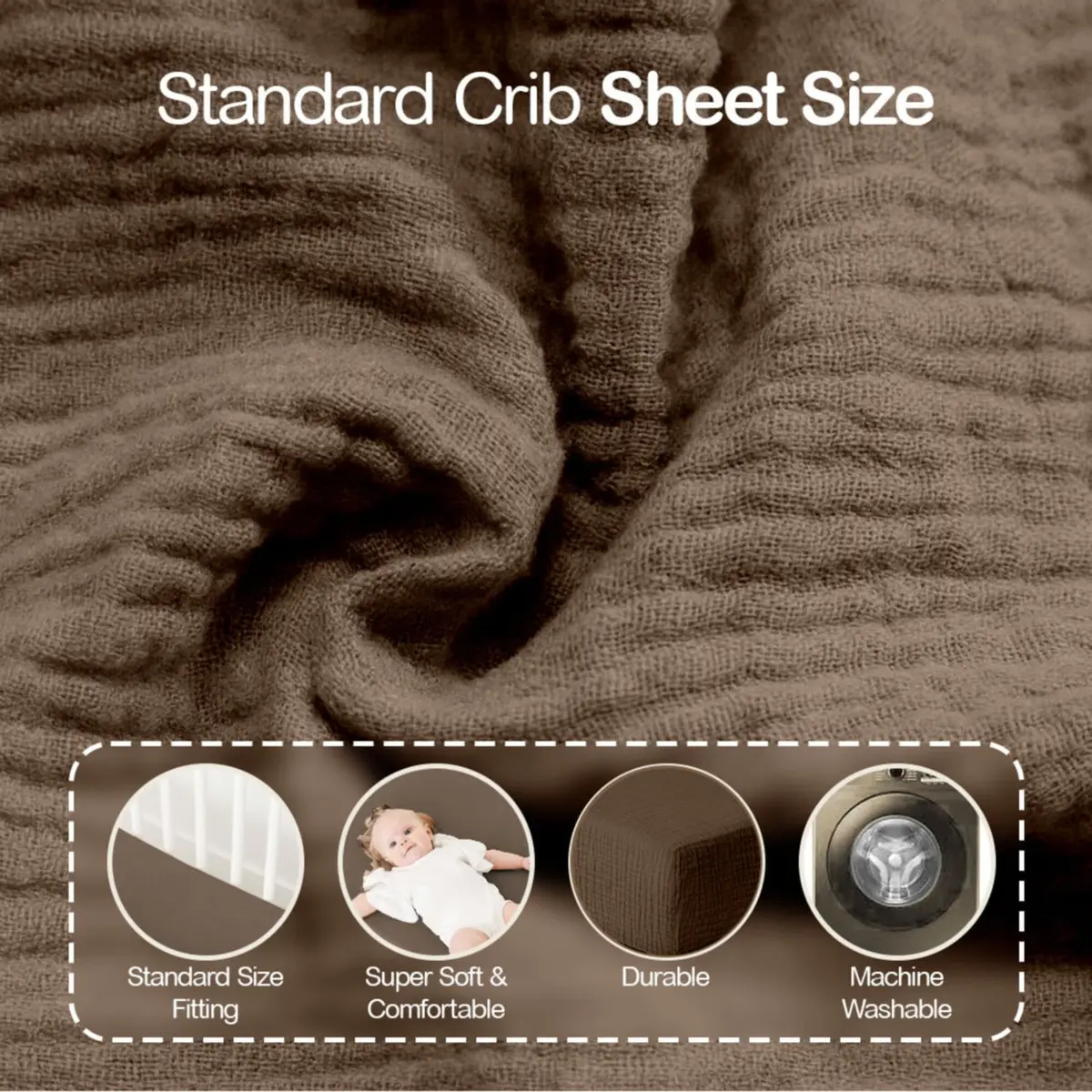 Mère & Moi 2 Pack Cotton Muslin Crib Sheets 28x52 | Breathable, Soft & Snug Fit - view 2