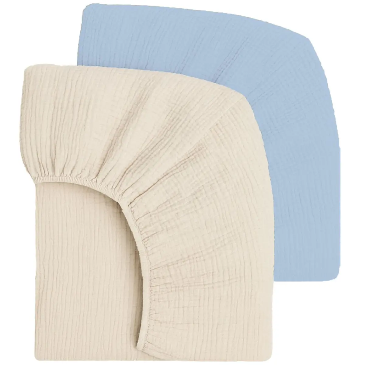 Mère & Moi 2 Pack Muslin Fitted Crib Sheets 28x52 | Breathable Cotton Bedding - main product image
